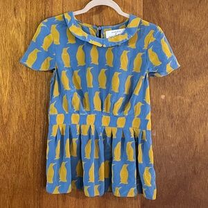 Blue and Yellow Penguin Print Women's Top